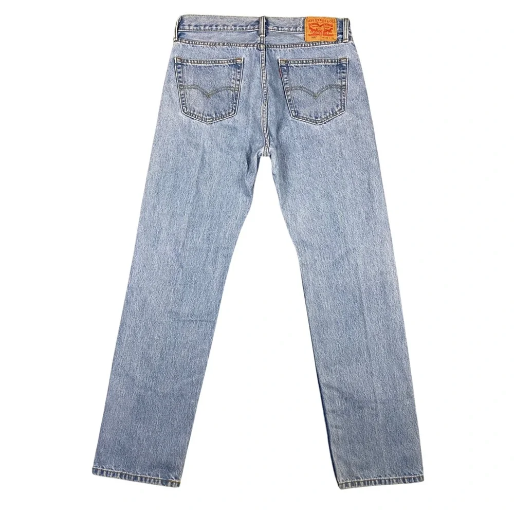 Levis 505 Regular Fit Straight Leg Light Wash Blue Mens Jeans Size‎ 34